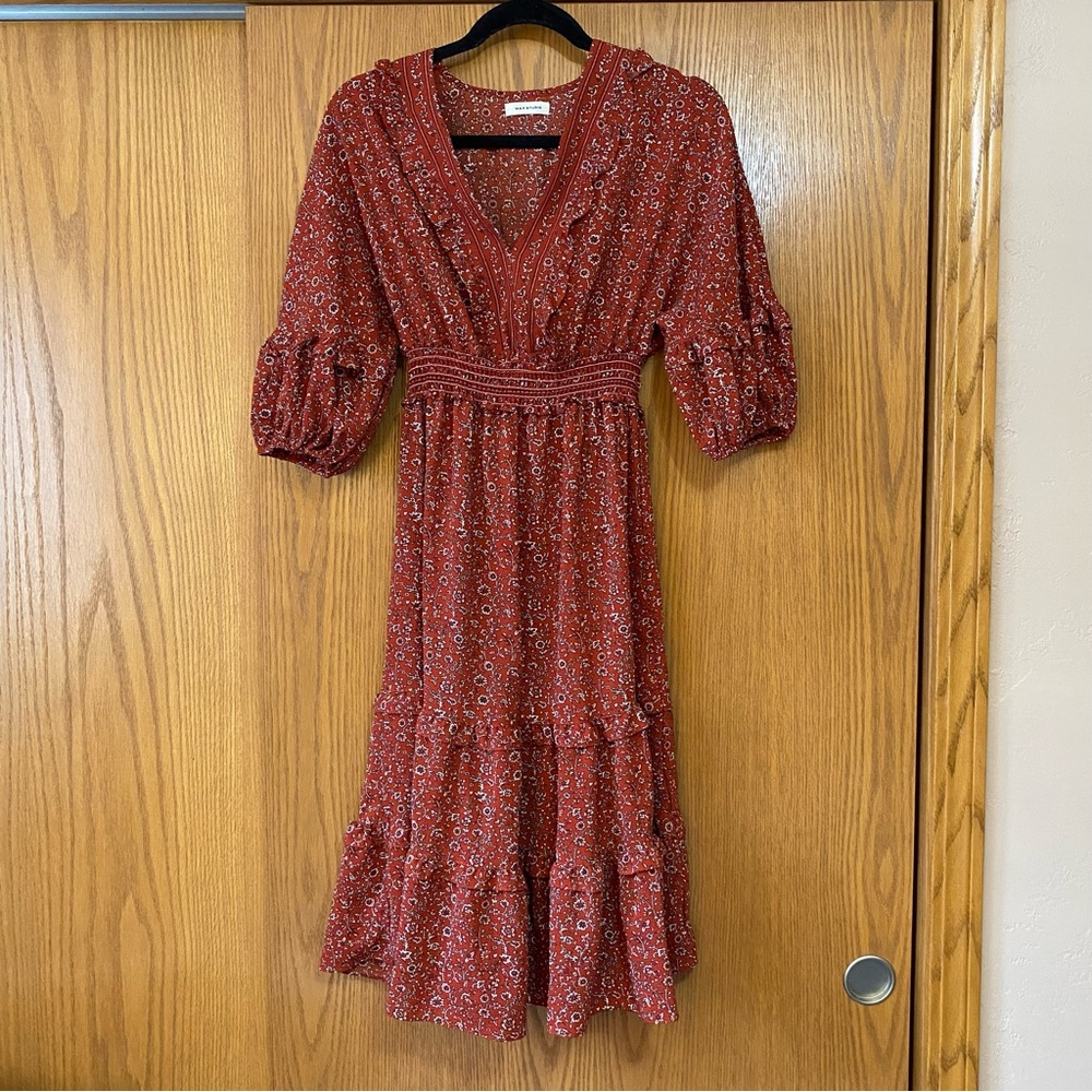 Floral Red Midi Dress